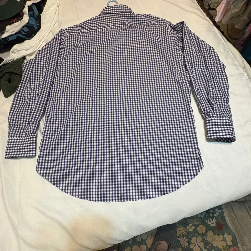 Thomas Dean Collegiate TCU Horned Frogs Gingham Button Down Shirt Mens XL Navy